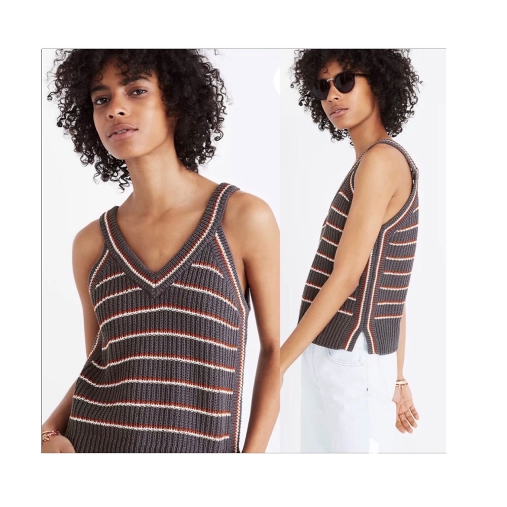 MADEWELL Stockton Stripe Kint Sweater Tank Top Size Medium